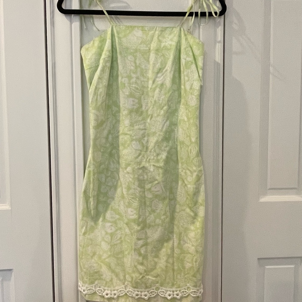 Vintage Lilly Pulitzer Women’s 4  Green Turtle and Fish Print Mini Sheath Dress